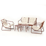 CONCEPT USINE Salon de jardin 4 places terracotta et beige avec tables basses ATRANI