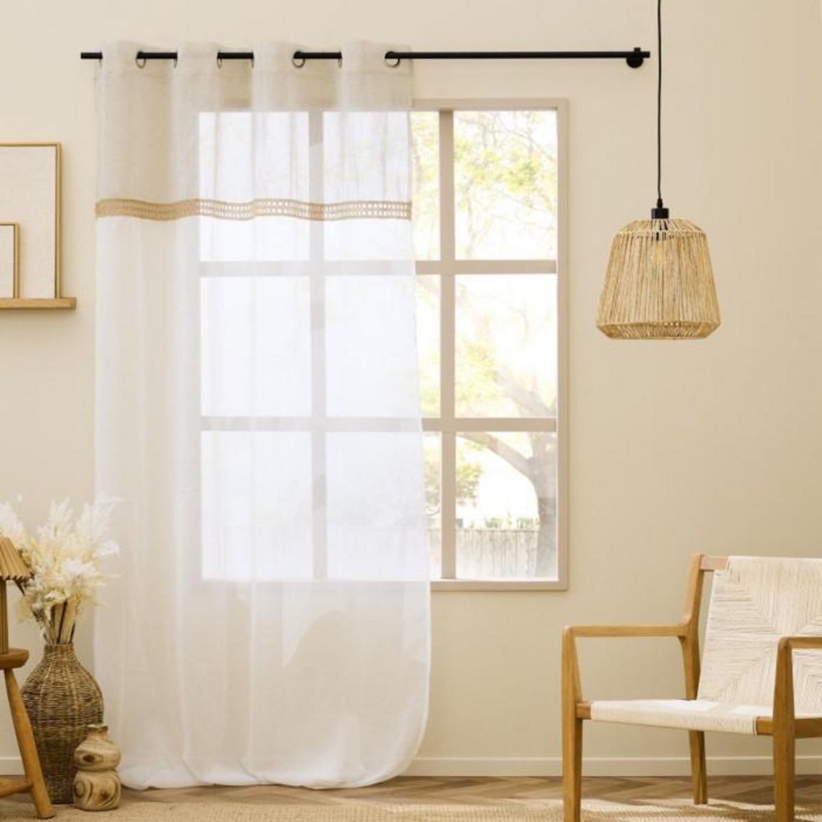 Paris Prix Rideau Voilage à Œillets  Louane  140x240cm Naturel