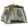 OUTSUNNY Tente de camping familiale 4 personnes montage instantanée pop-up 4 fenêtres pare-soleil dim. 2,4L x 2,4l x 1,95H m fibre verre polyester vert gris