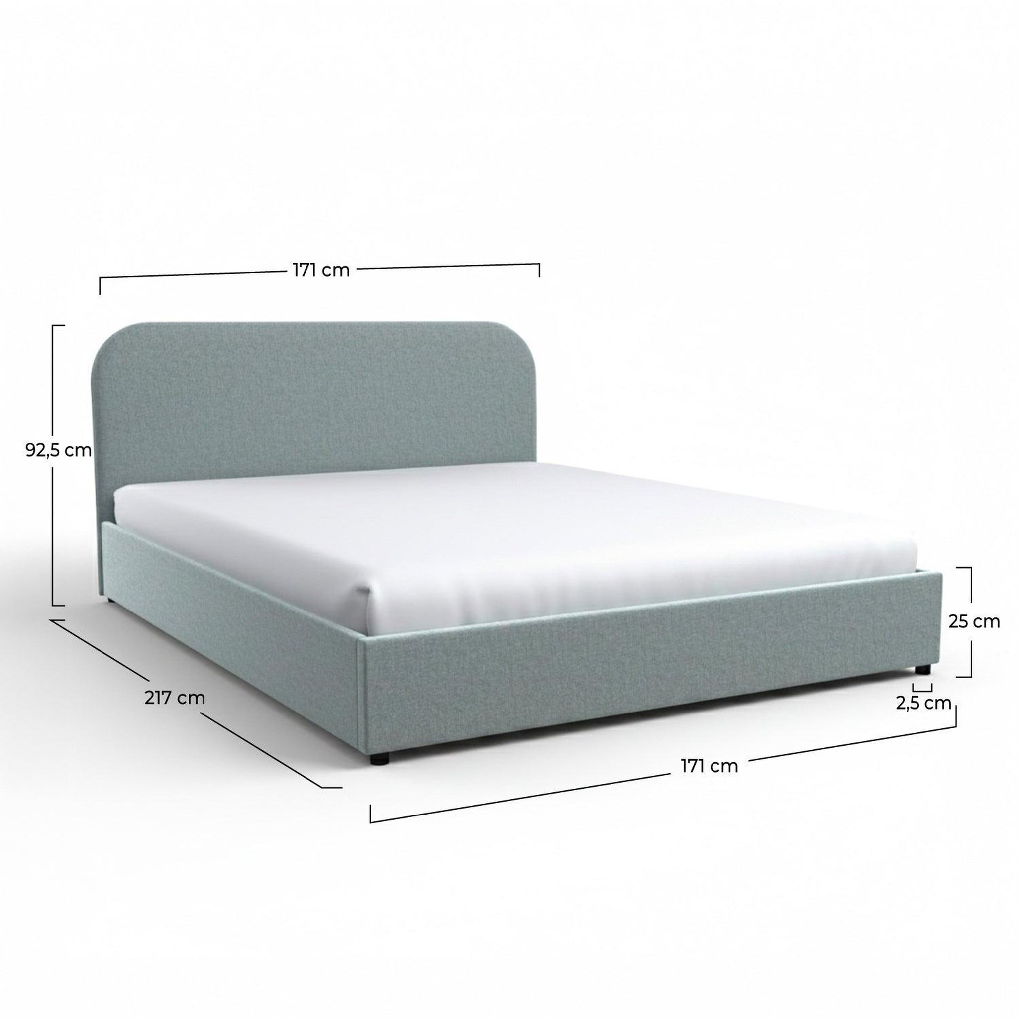 Voir la diapositive 4 : MAISON PAVANE Lit double 160x200 cm avec coffre en tissu gris-tilly
