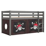 Paris Prix Lit Enfant Surélevé  Pino Caribian Pirates  90x200cm Gris