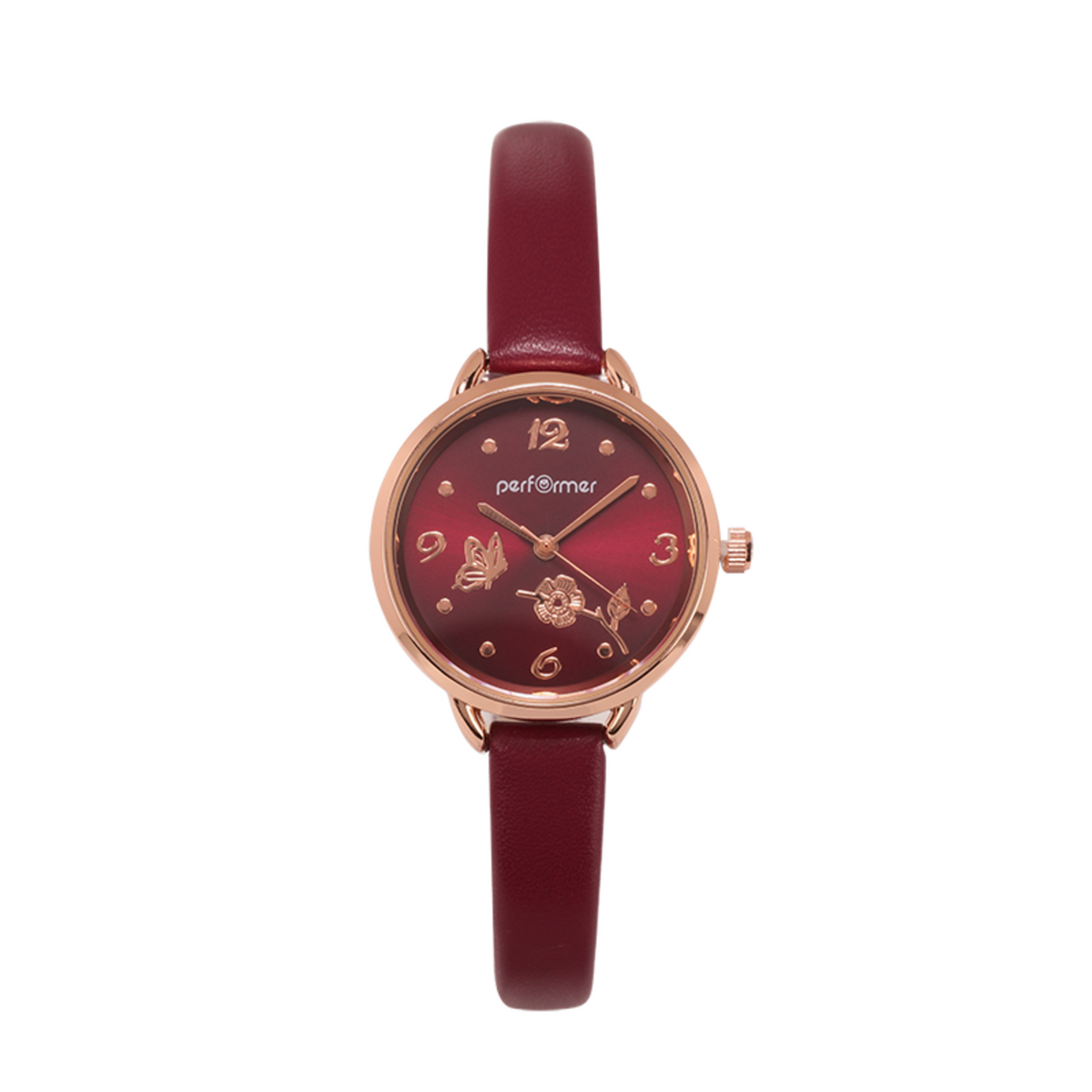 Performer Montre Performer Motif Papillon Femme Cuir Rouge