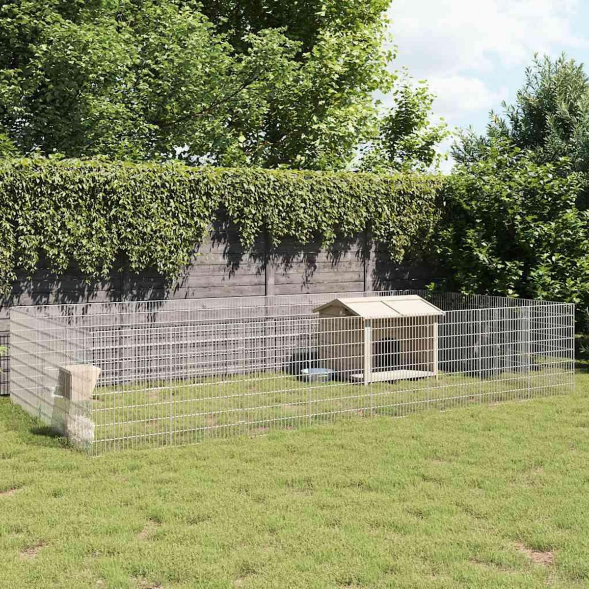 VIDAXL Enclos pour animaux en liberte 24panneaux 54x80cm fer galvanise