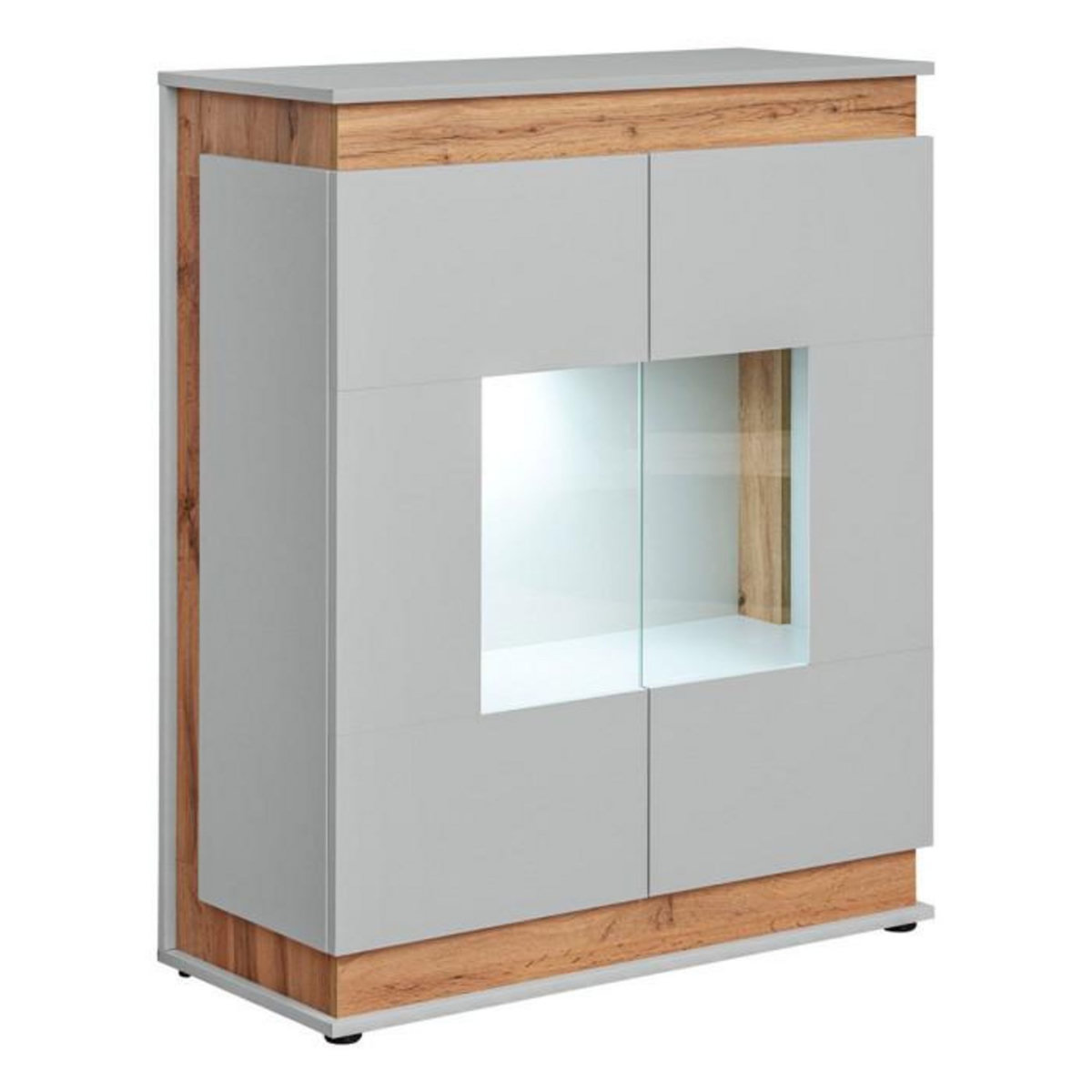 Paris Prix Vitrine Led 2 Portes  Berlin  111cm Gris & Naturel