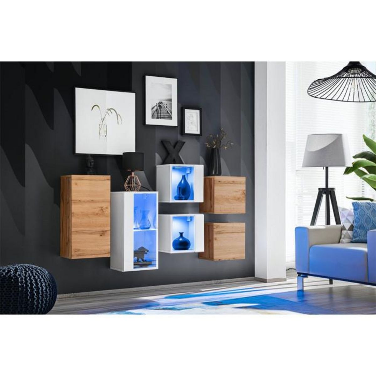 Paris Prix Meuble de Rangement  Switch SBIV  320cm Naturel & Blanc