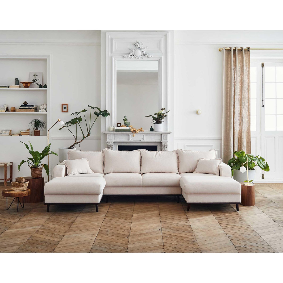 LISA DESIGN Albane - canapé panoramique en u - 7 places - en velours côtelé