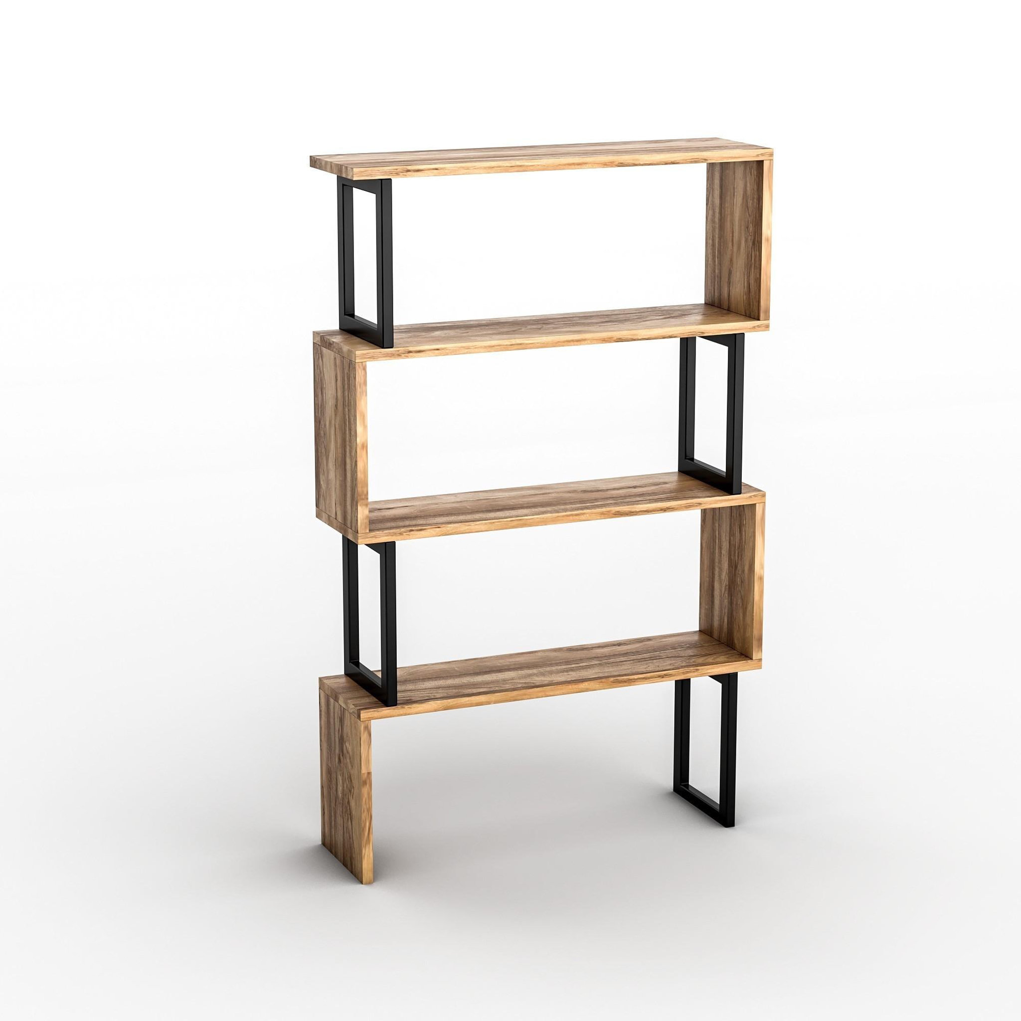Voir la diapositive 4 : Habitat et Jardin Bibliothèque en bois  ceylan  - 80 x 22 x 128 cm - noyer