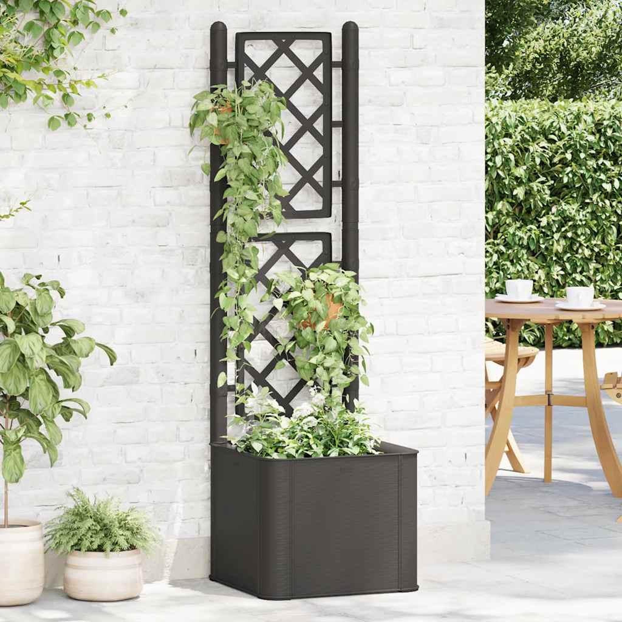 Voir la diapositive 3 : VIDAXL Lit sureleve de jardin treillis systeme d'arrosage Anthracite