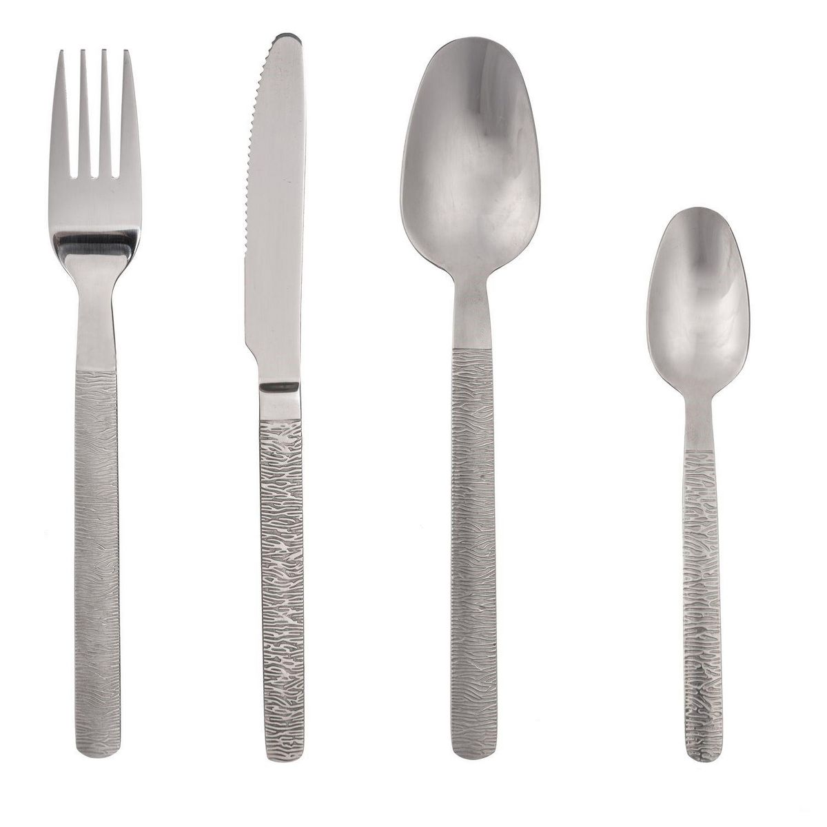 TOILINUX Lot de 2 Ménagère Jungle en Acier Inoxydable effet mat - 48 Couverts - Argent