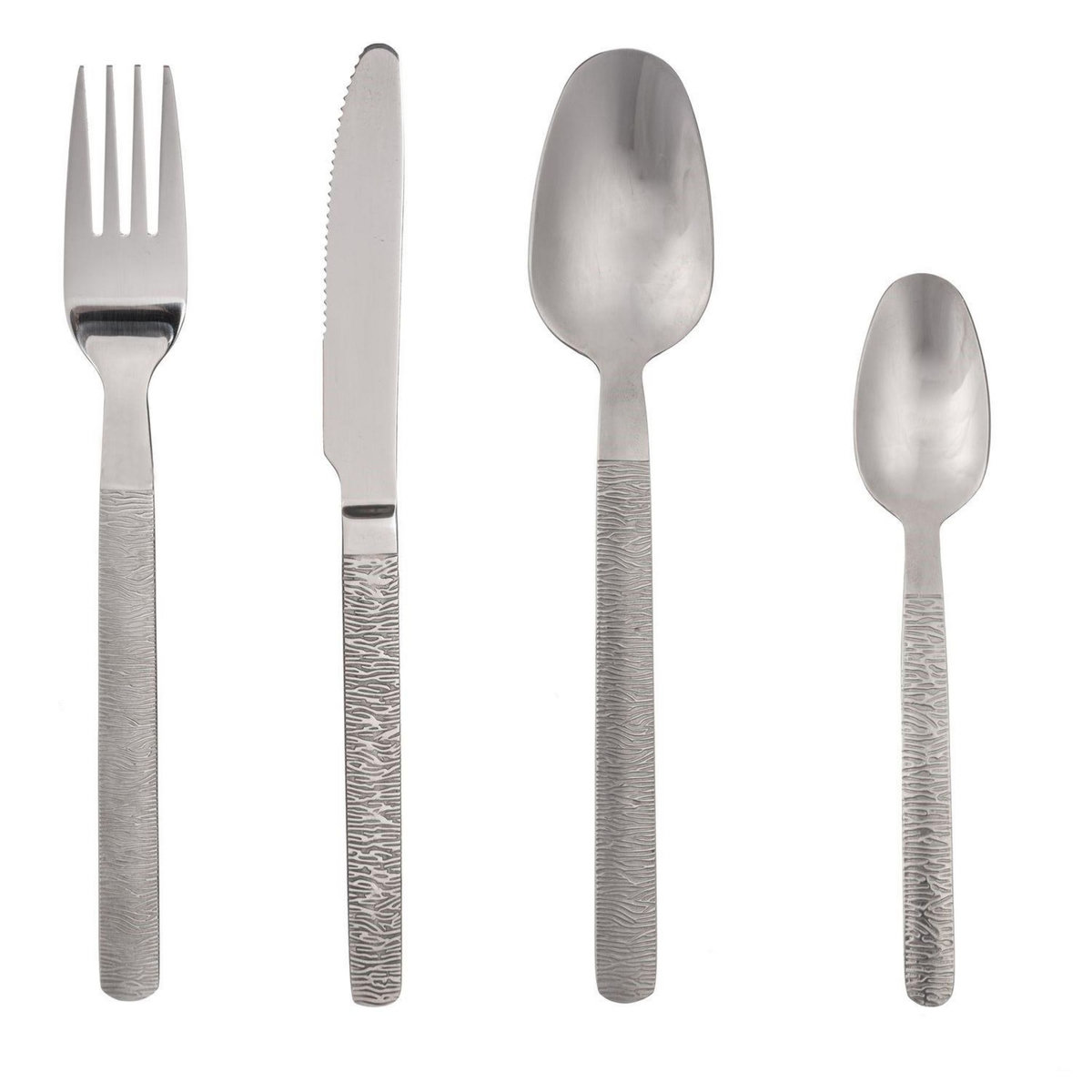 TOILINUX Lot de 2 Ménagère Jungle en Acier Inoxydable effet mat - 48 Couverts - Argent