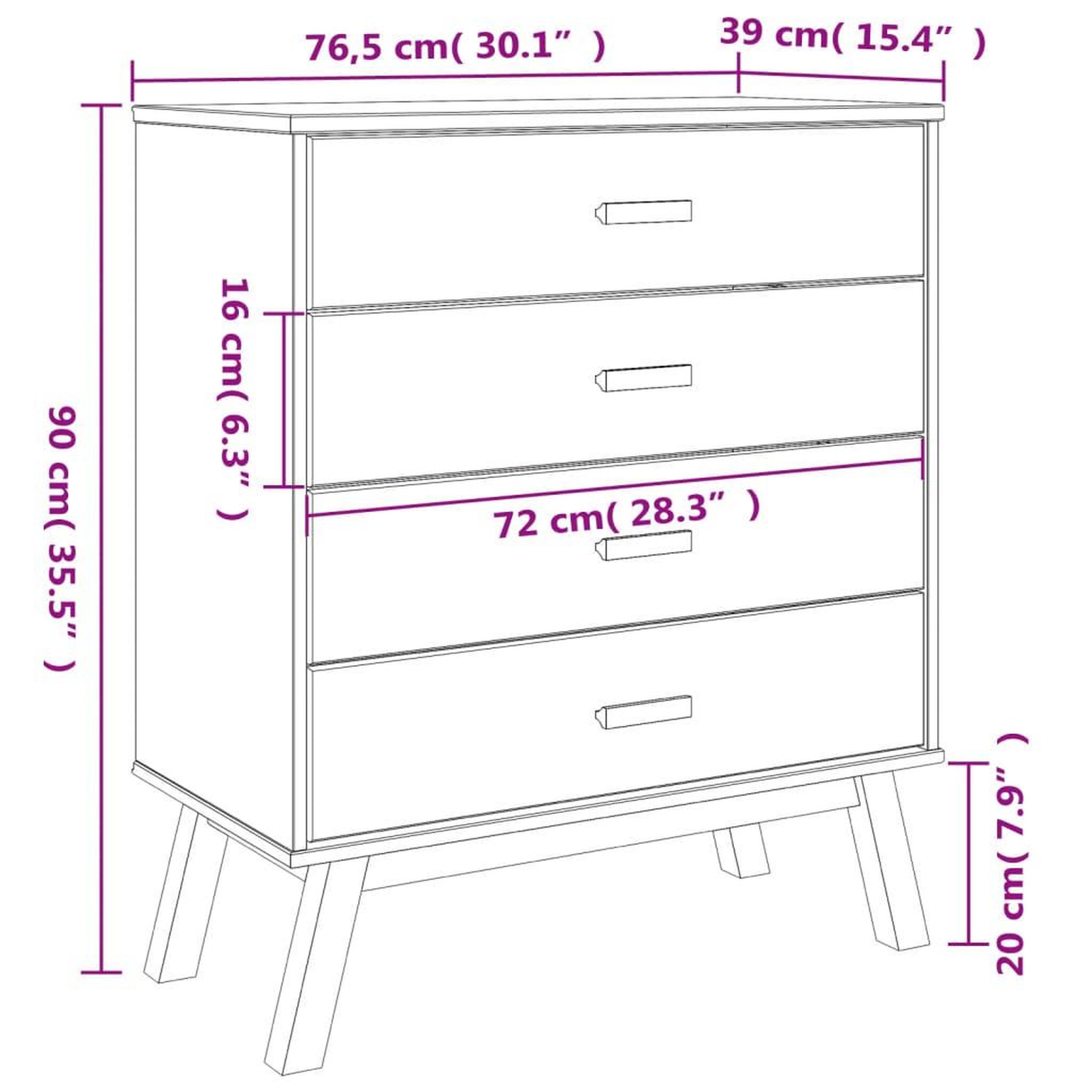 Voir la diapositive 6 : VIDAXL Armoire a tiroirs OLDEN marron bois de pin solide