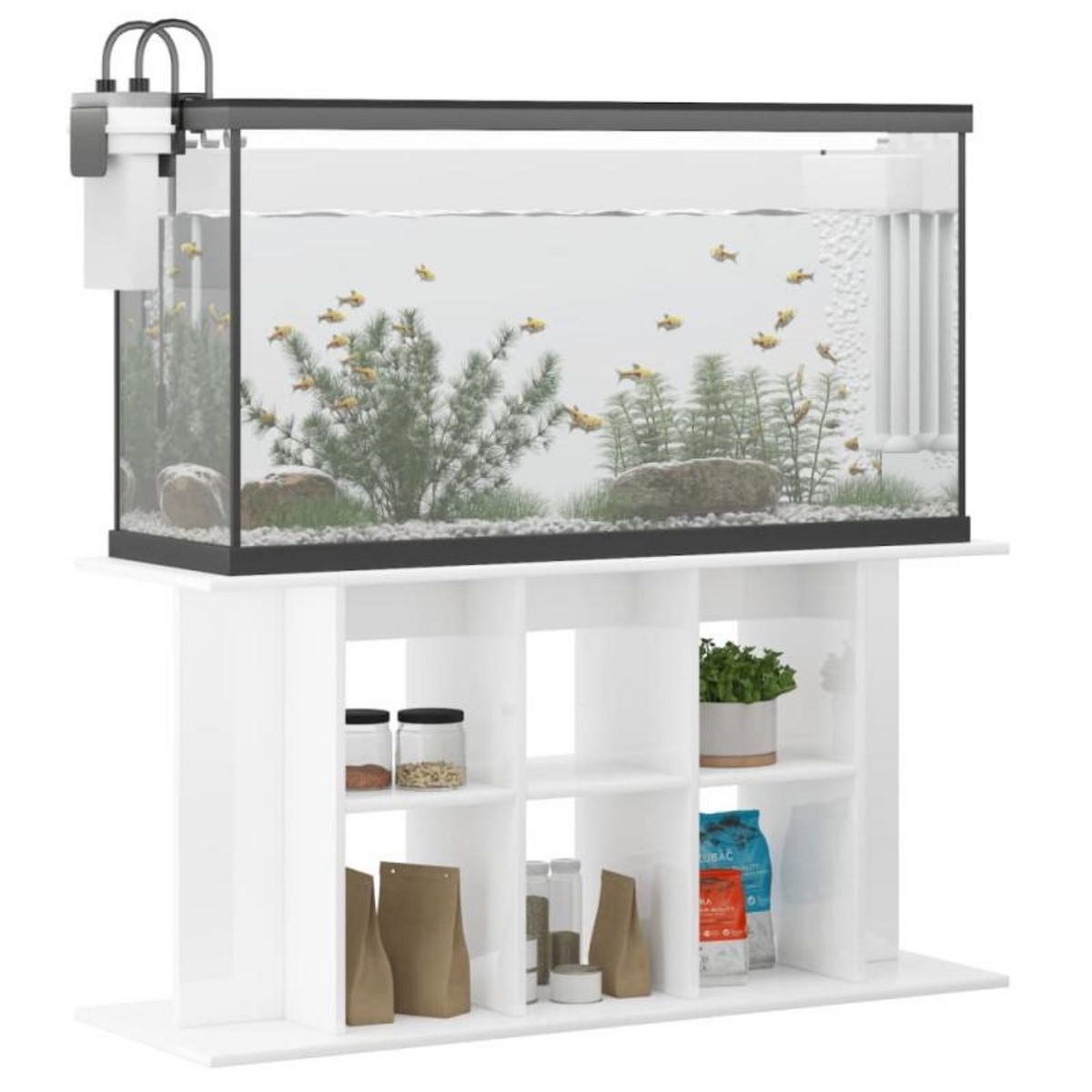 VIDAXL Support d aquarium blanc brillant 120x40x60cm bois d ingénierie
