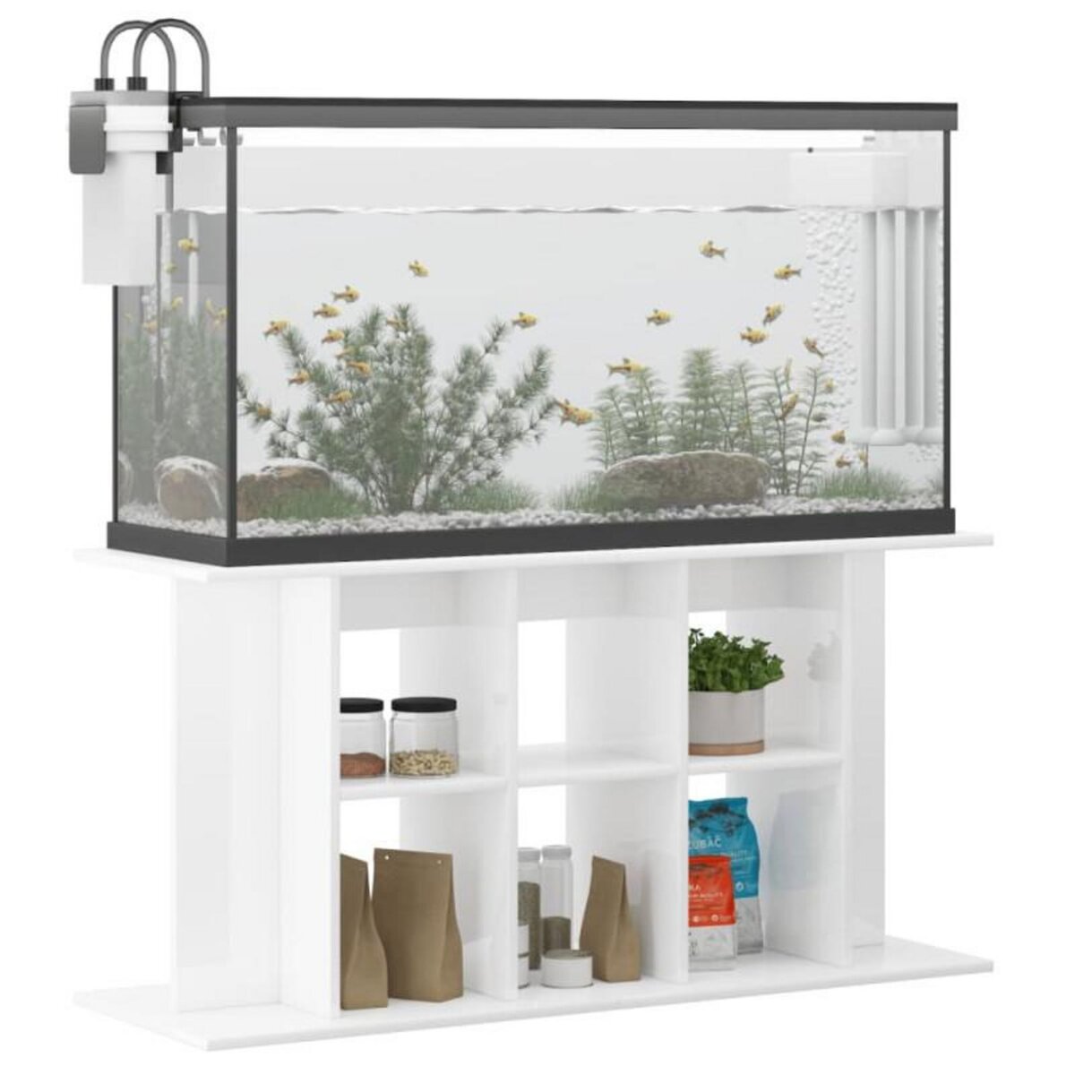 VIDAXL Support d aquarium blanc brillant 120x40x60cm bois d ingénierie