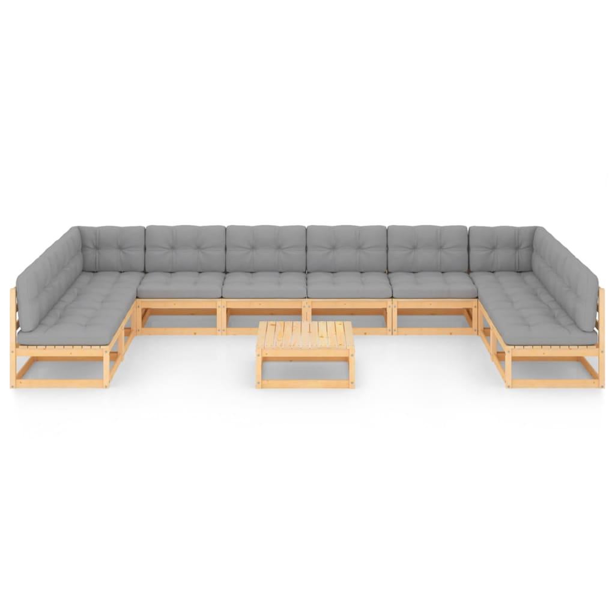 Voir la diapositive 3 : VIDAXL Salon de jardin 11 pcs avec coussins Bois de pin massif