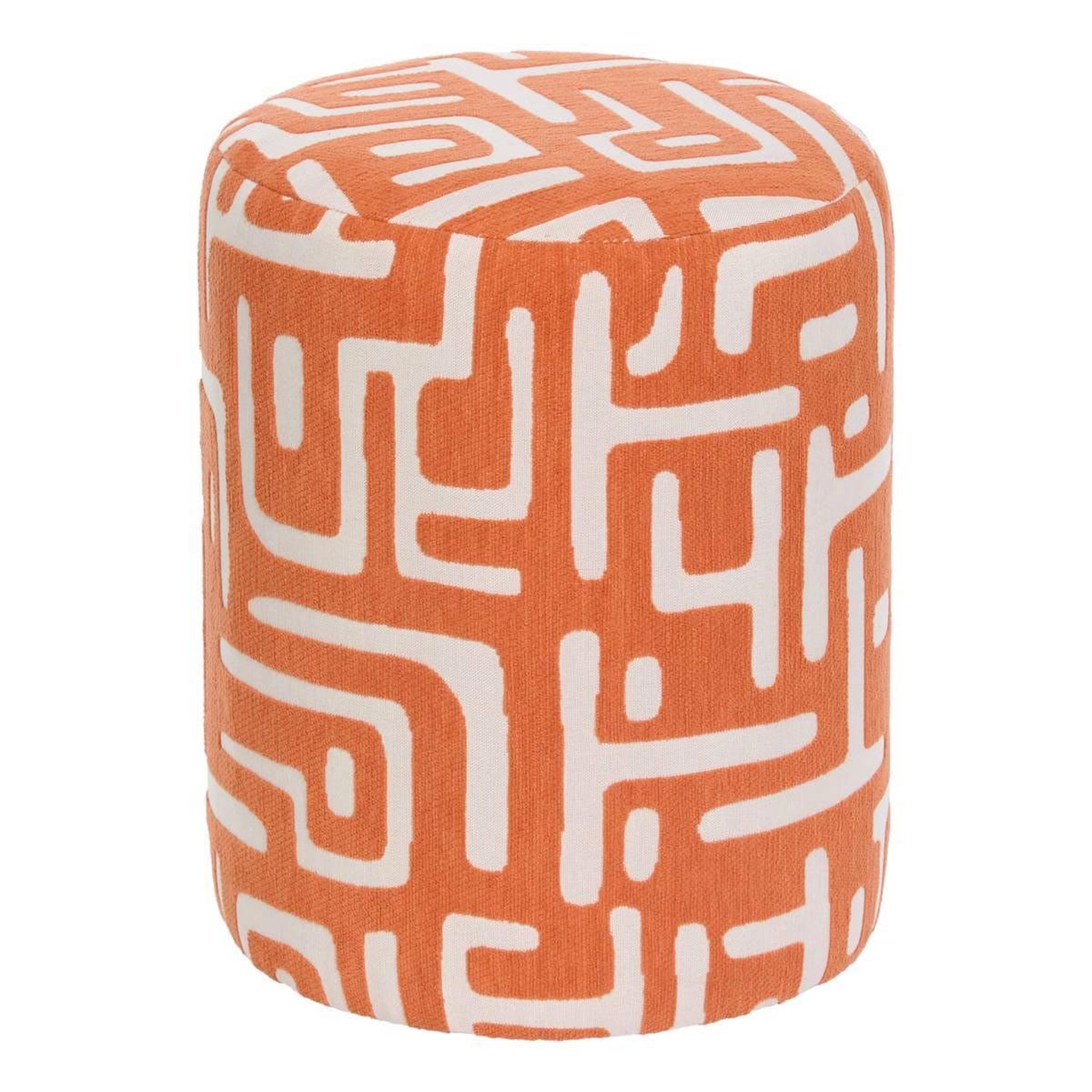 ATMOSPHERA Pouf rond à motifs  delor  30cm orange