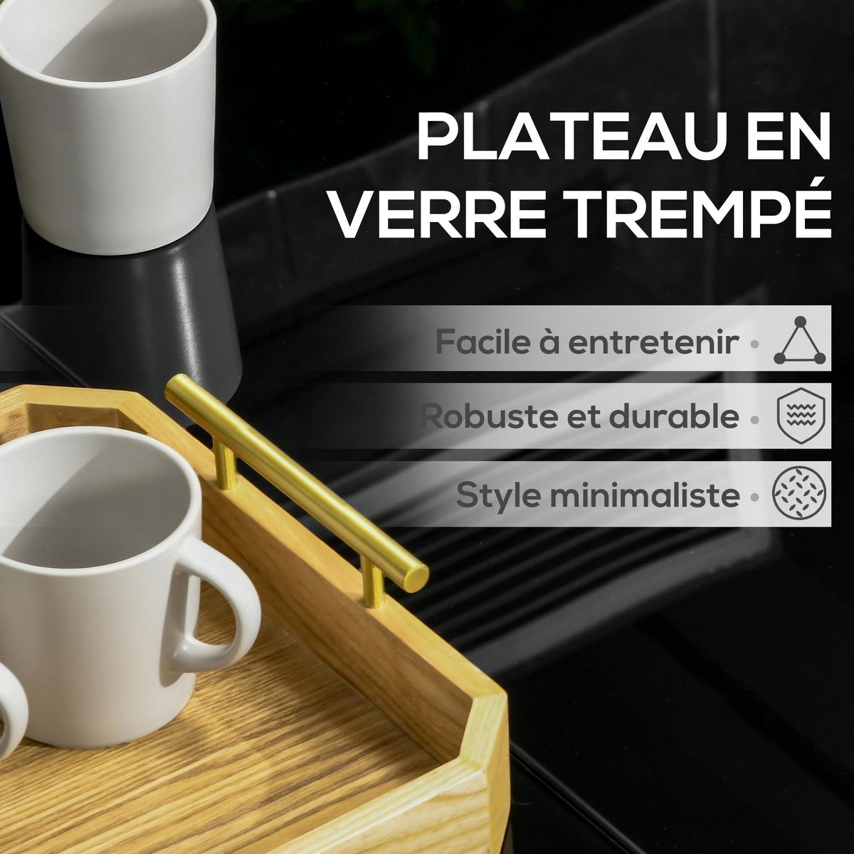 OUTSUNNY Table de jardin rectangulaire 8 personnes dim. 180L x 80l x 72H cm alu. plateau verre trempé noir