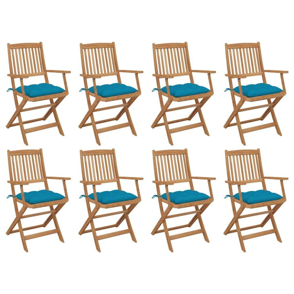 VIDAXL Chaises pliables d'exterieur et coussins lot de 8 Bois d'acacia