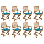 VIDAXL Chaises pliables d'exterieur et coussins lot de 8 Bois d'acacia