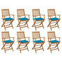 Voir la diapositive 1 : VIDAXL Chaises pliables d'exterieur et coussins lot de 8 Bois d'acacia