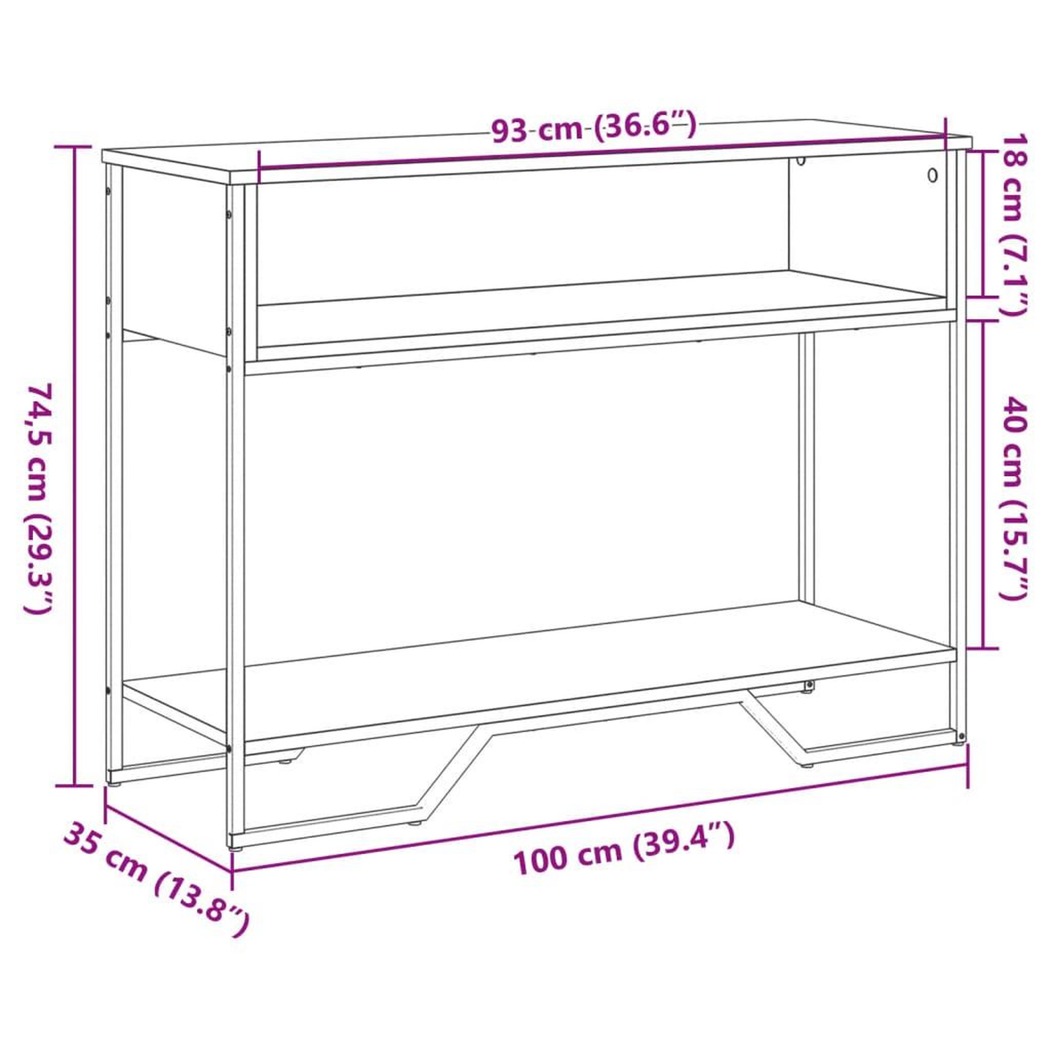 Voir la diapositive 6 : VIDAXL Table console chene marron 100x35x74,5 cm bois d'ingenierie