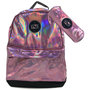 Voir la diapositive 1 : Love Love Sac à dos 2 compartiments holographique rose + trousse