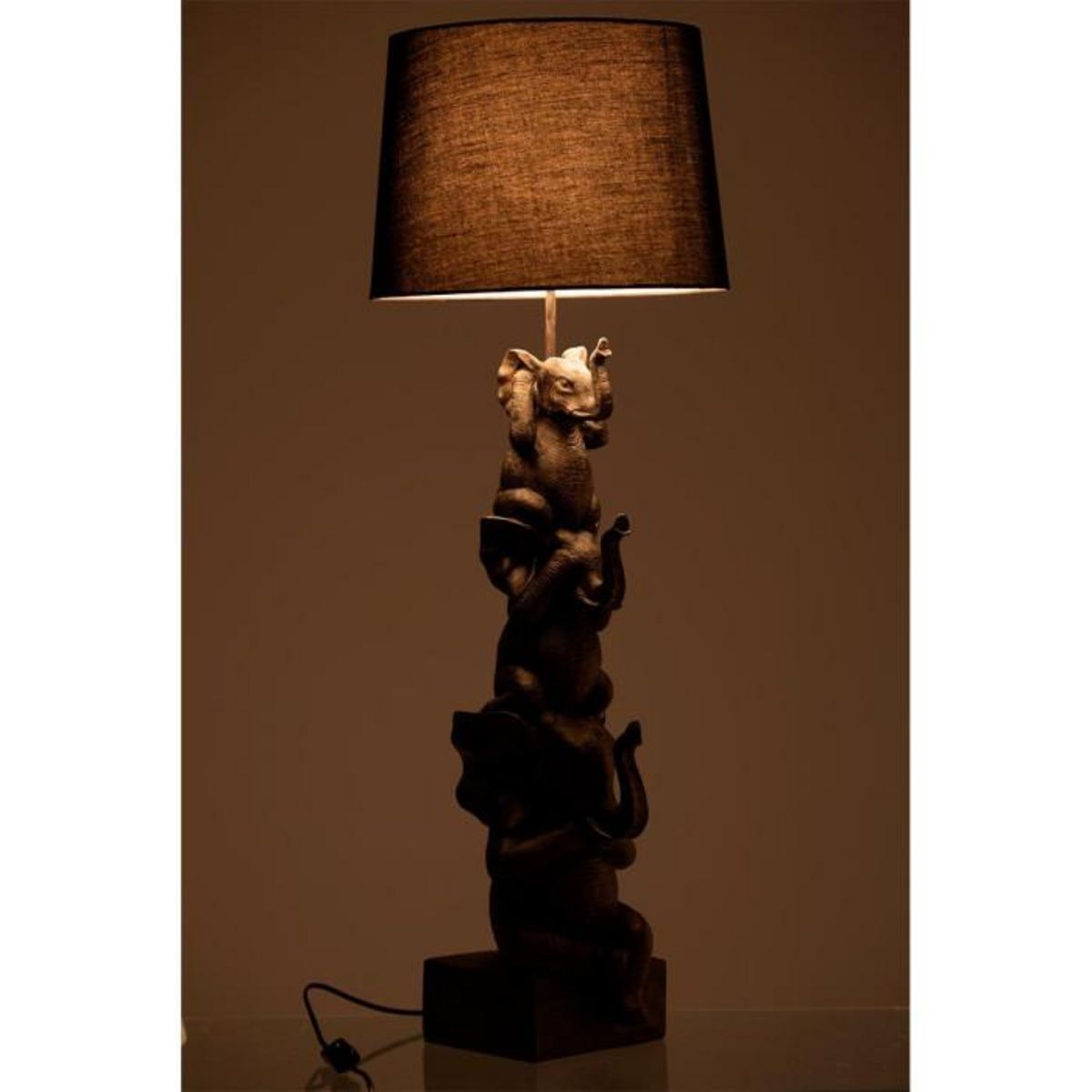 Paris Prix Lampe à Poser Déco  3 Éléphants  100cm Marron