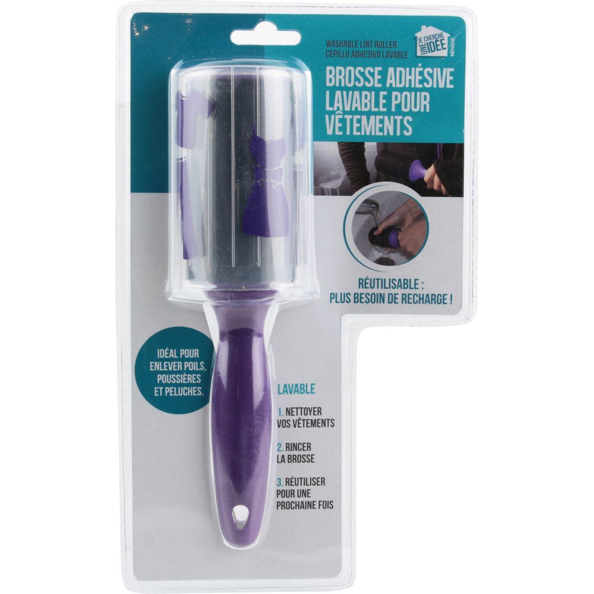 Voir la diapositive 2 : Je cherche une idee Brosse Anti-poils adhesive et lavable