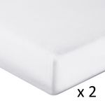 Sensei Maison Lot de 2 protège-matelas en coton bonnet 30 cm 160 g/m² SECURE. Coloris disponibles : Blanc