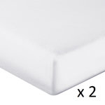 Sensei Maison Lot de 2 protège-matelas en coton bonnet 30 cm 160 g/m² SECURE. Coloris disponibles : Blanc