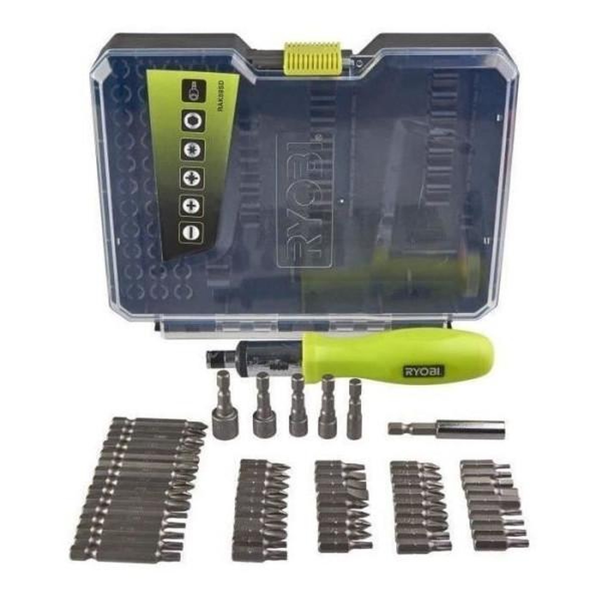 Voir la diapositive 2 : Ryobi Coffret ryobi 59 accessoires de vissage-boulonnage avec tournevis à cliquet rak59sd