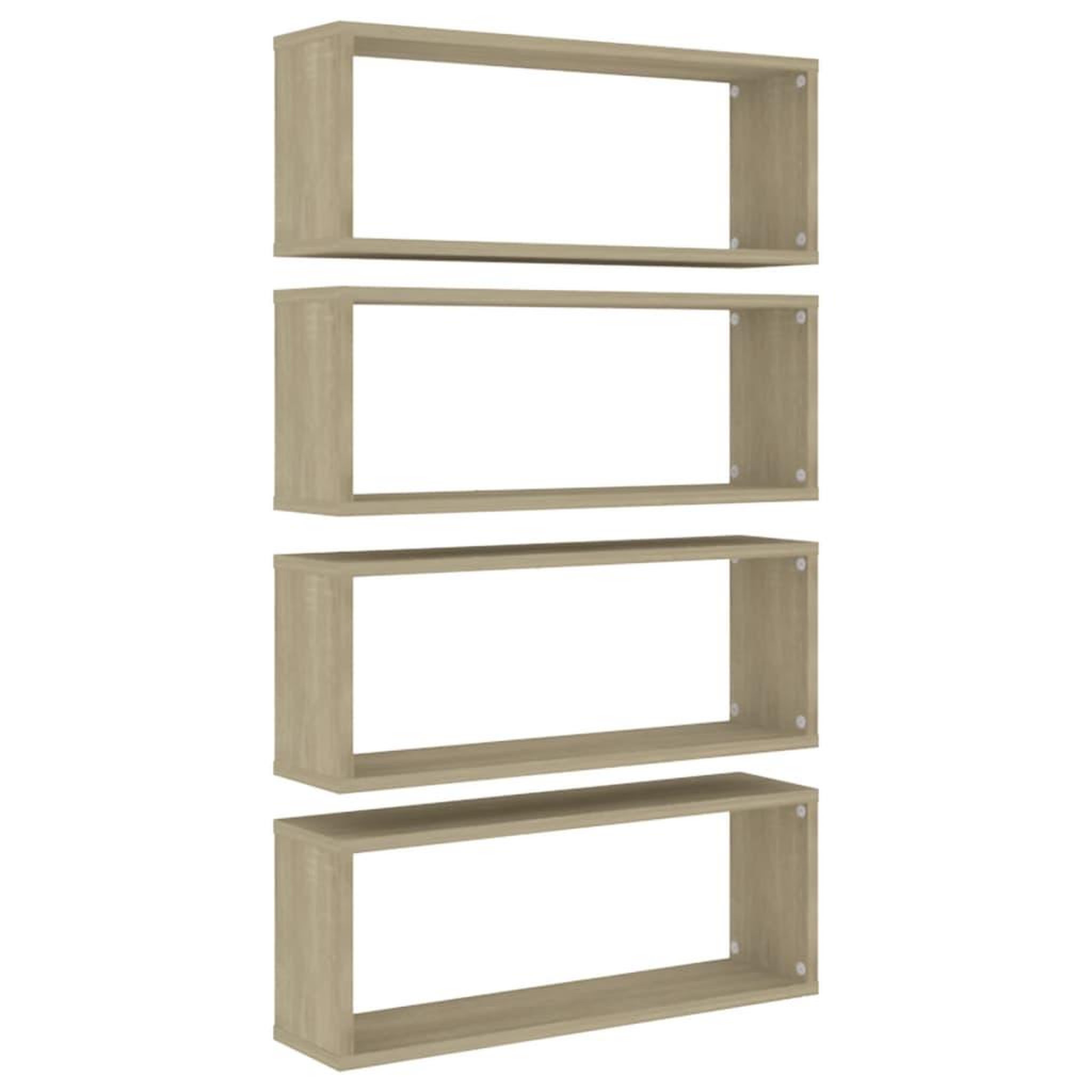 Voir la diapositive 2 : VIDAXL Etageres murales cube 4 pcs Chene sonoma Bois d'ingenierie