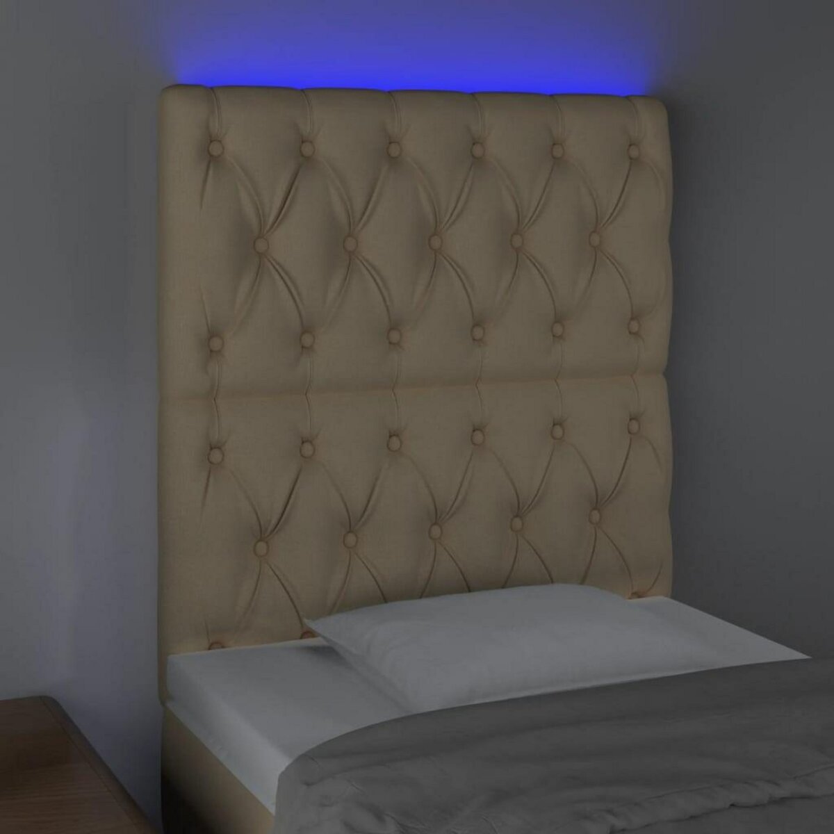 VIDAXL Tete de lit a LED Creme 80x7x118/128 cm Tissu