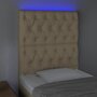Voir la diapositive 3 : VIDAXL Tete de lit a LED Creme 80x7x118/128 cm Tissu