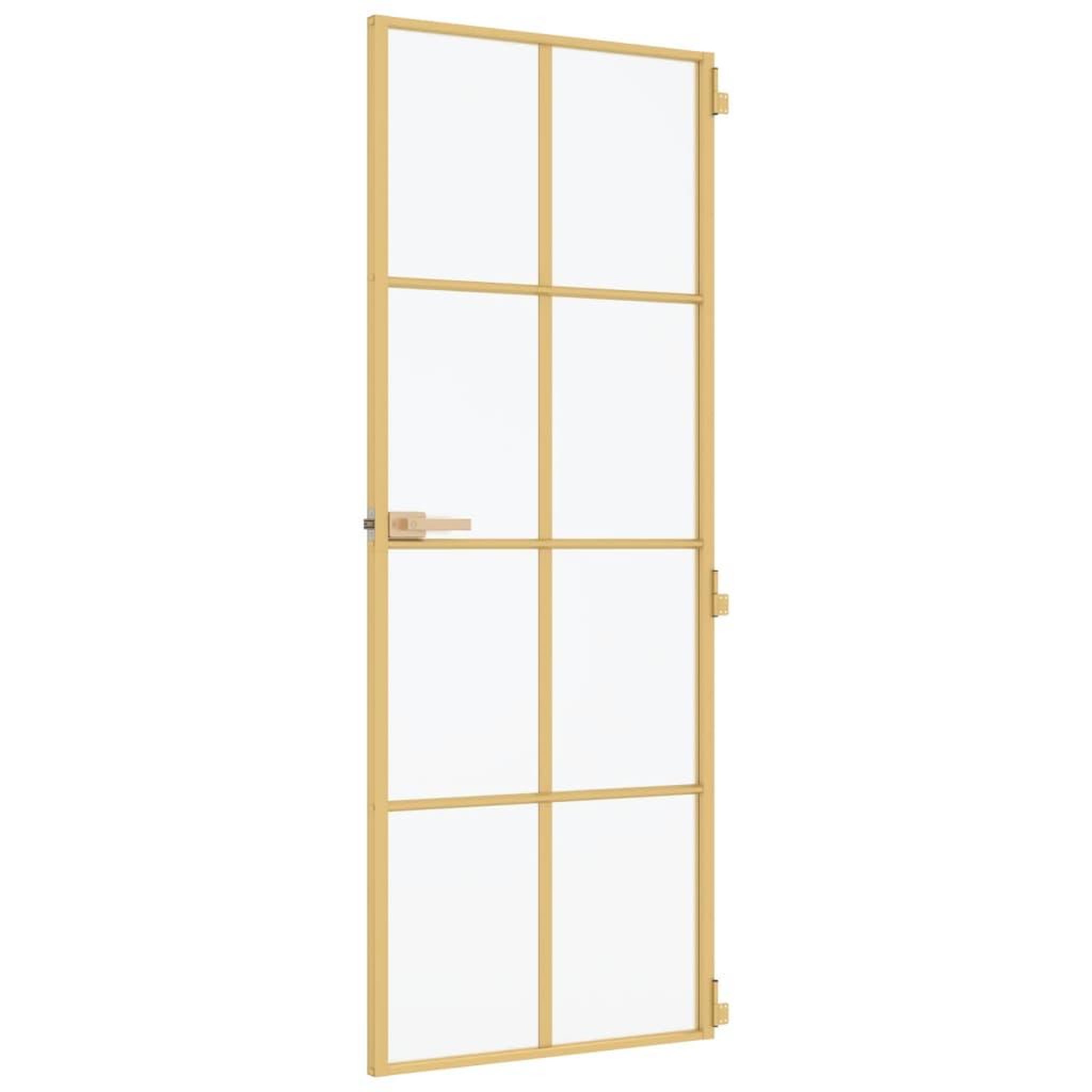 Voir la diapositive 5 : VIDAXL Porte interieure mince dore 83x201,5 cm verre trempe aluminium