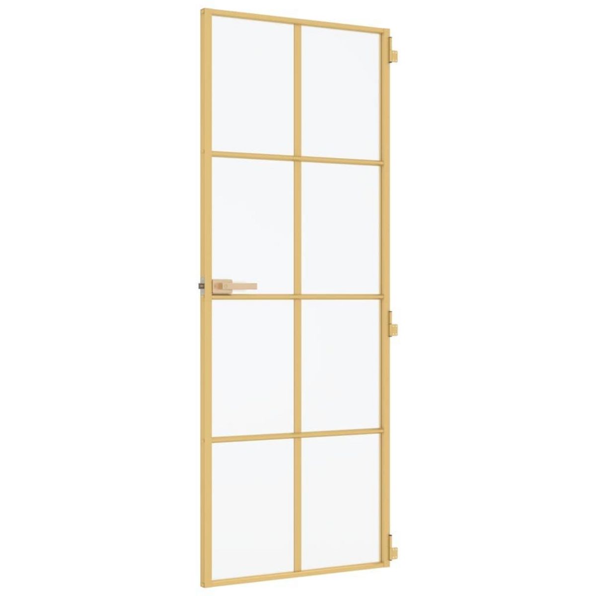 VIDAXL Porte interieure mince dore 83x201,5 cm verre trempe aluminium