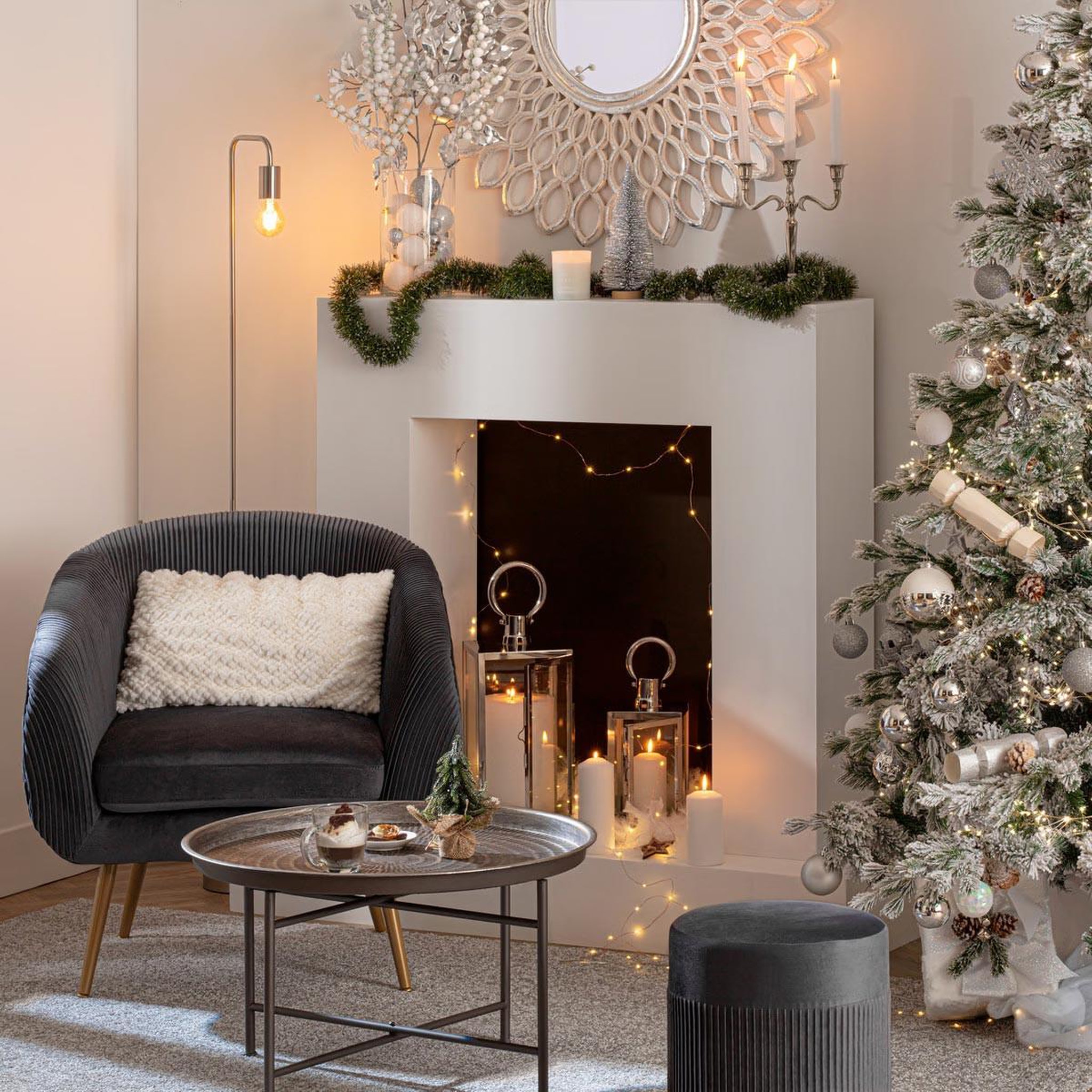 Voir la diapositive 2 : ATMOSPHERA Chandelier 3 têtes en métal  lumos  27cm argent