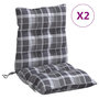 Voir la diapositive 2 : VIDAXL Coussins de chaise a dossier bas lot de 2 motif carreaux gris