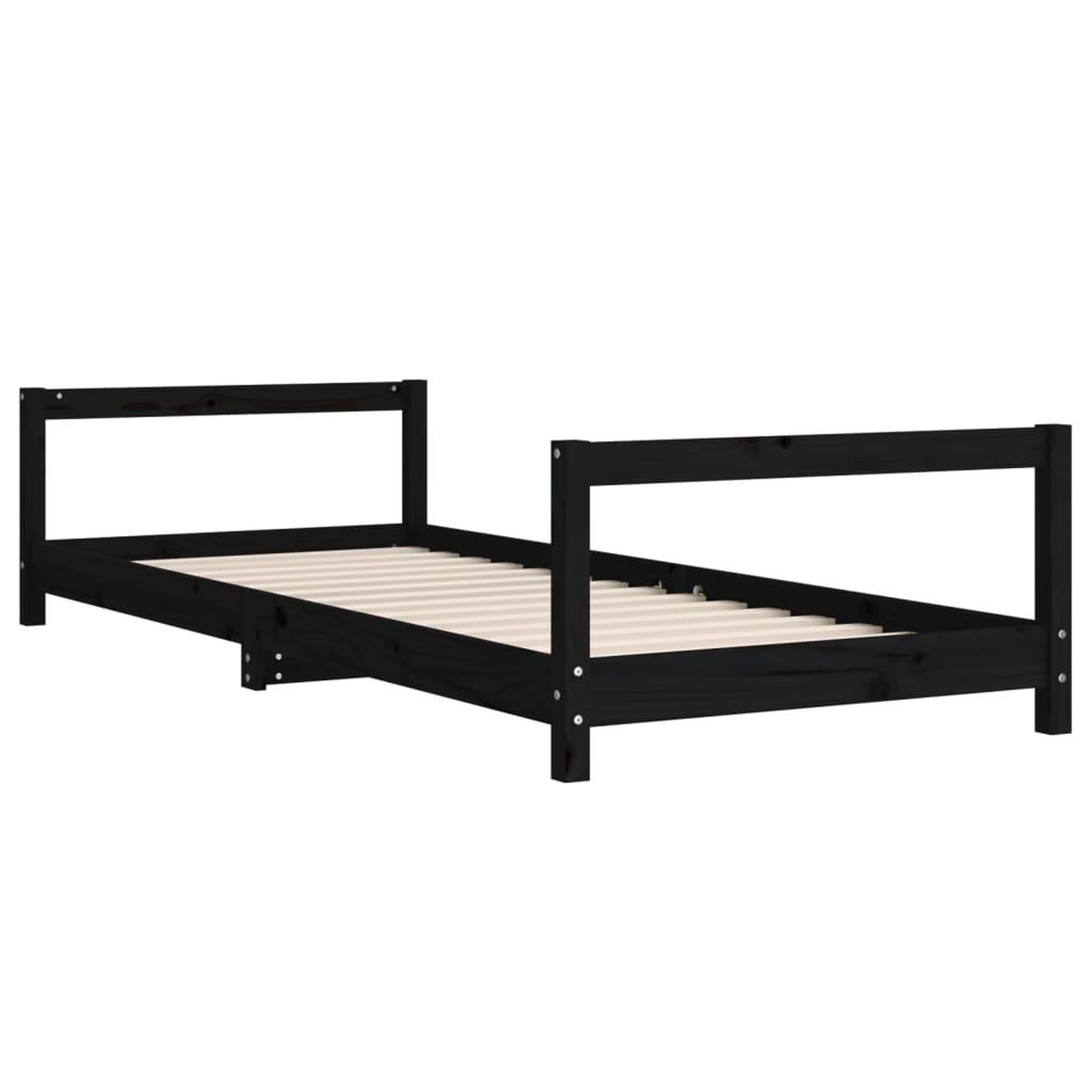 Voir la diapositive 3 : VIDAXL Cadre de lit pour enfants noir 90x200 cm bois de pin massif