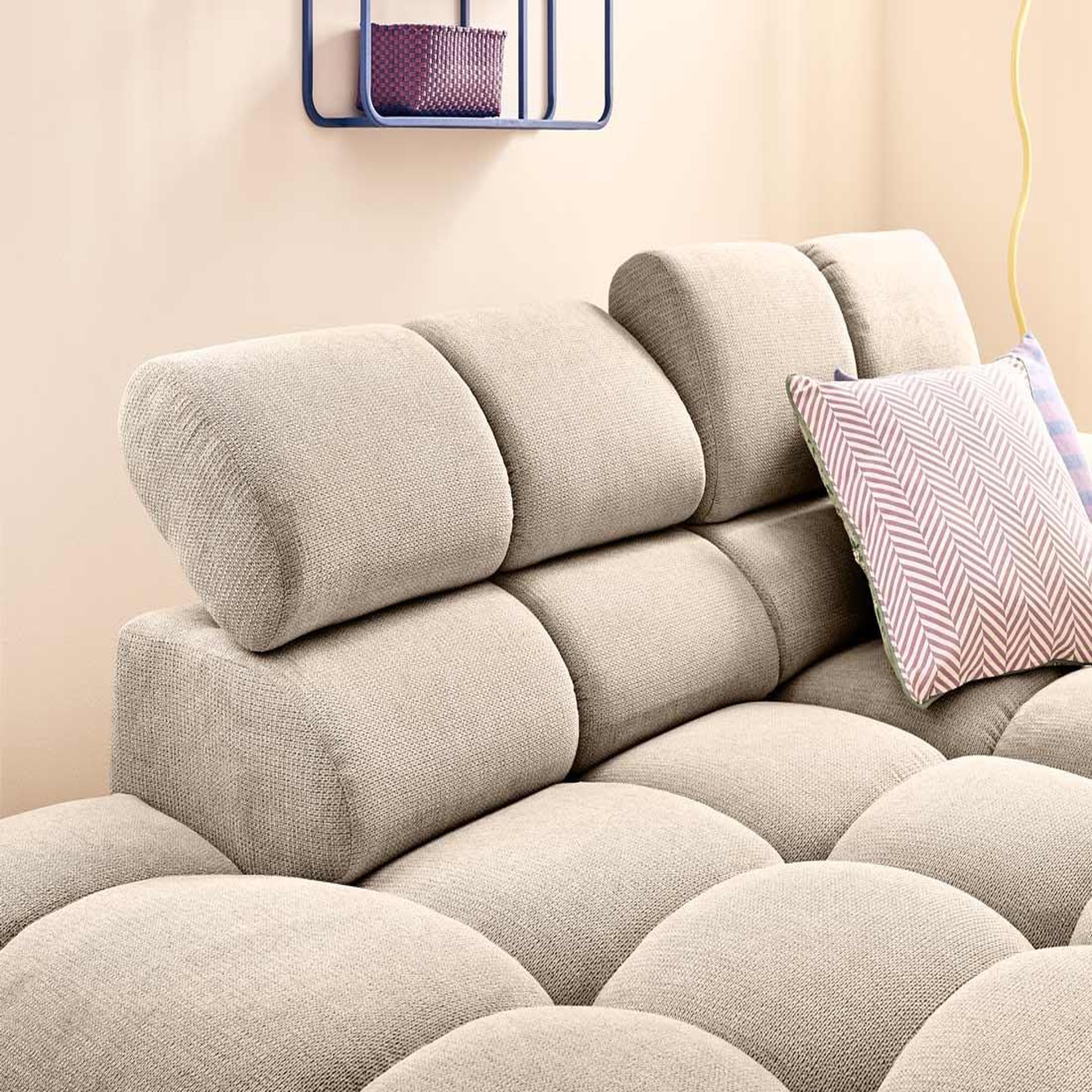 Voir la diapositive 5 : LISA DESIGN Matera - canapé d'angle gauche 4 places avec têtières réglables en tissu texturé