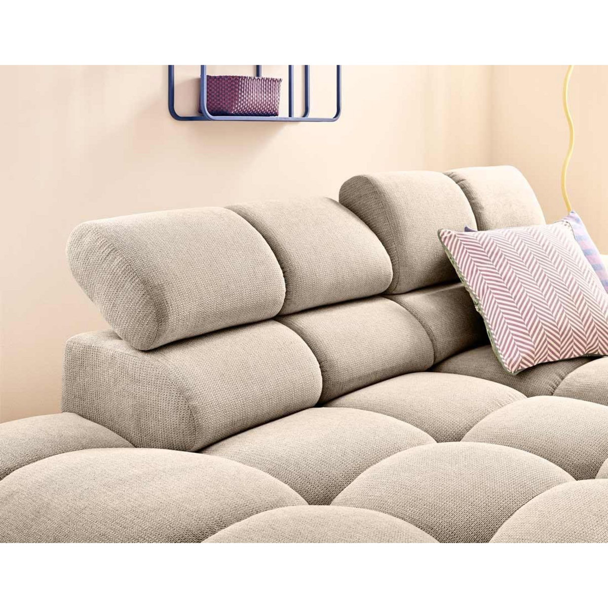 LISA DESIGN Matera - canapé d'angle gauche 3 places avec têtières réglables en tissu texturé