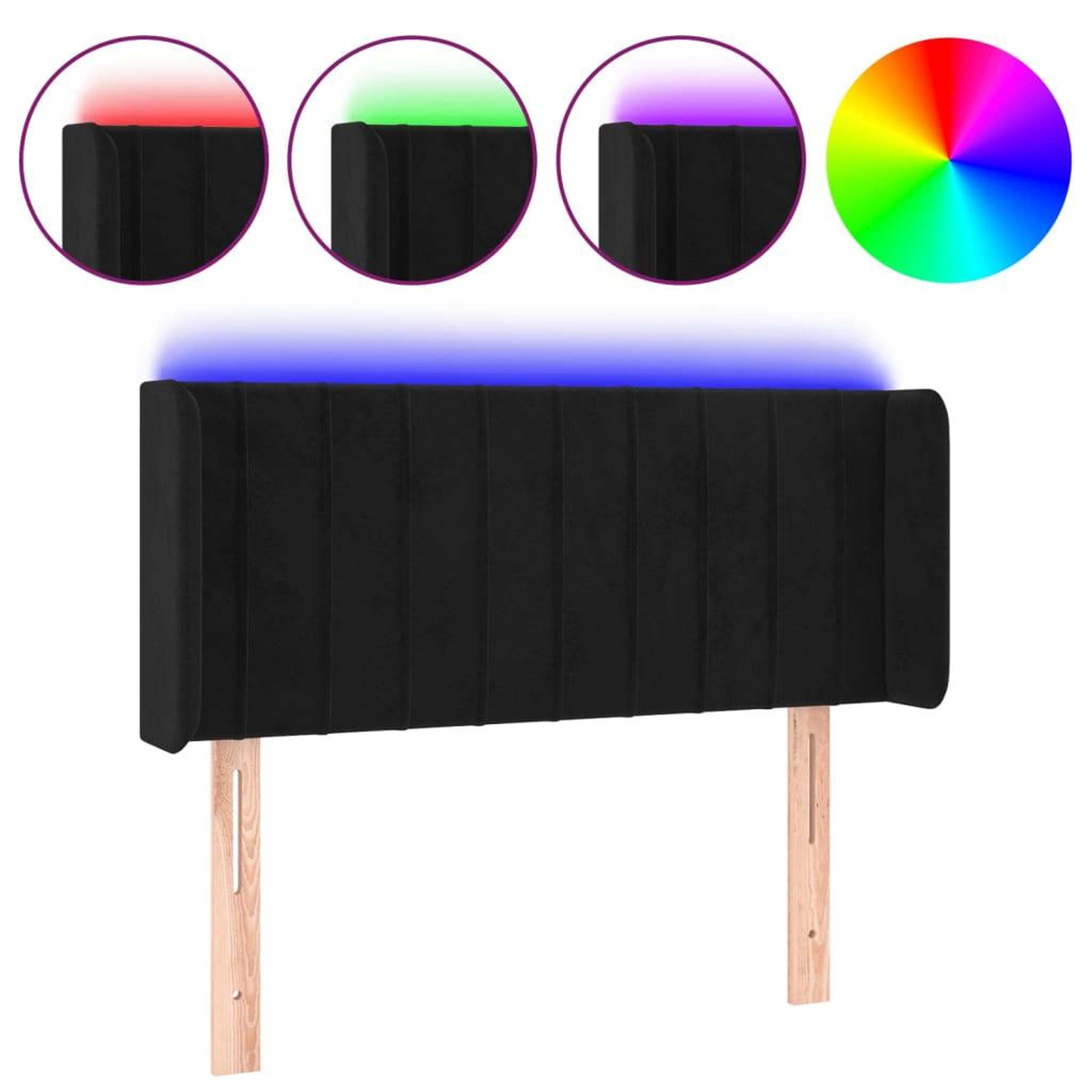 Voir la diapositive 2 : VIDAXL Tete de lit a LED Noir 83x16x78/88 cm Velours