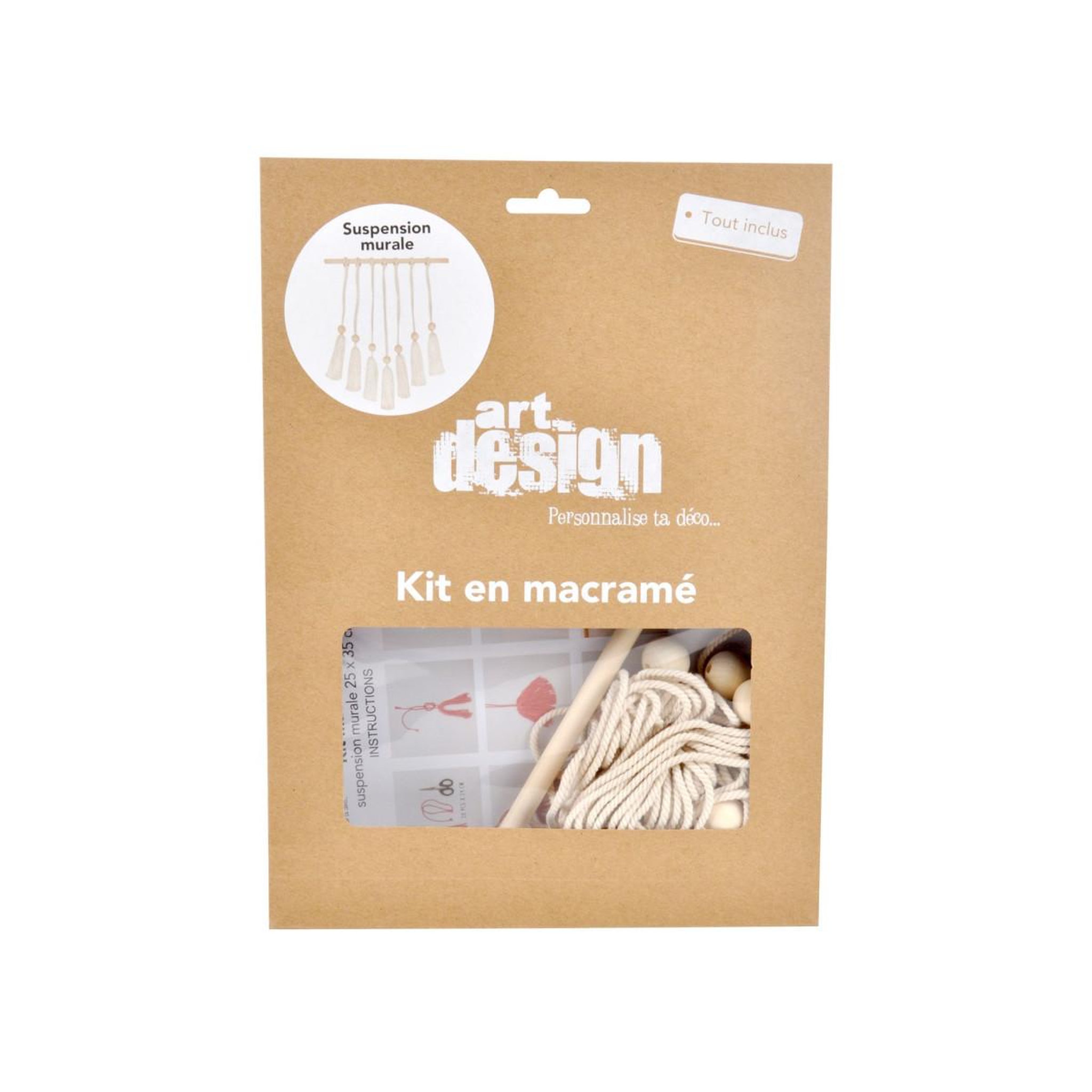 Voir la diapositive 2 : HOMEA Kit Macramé  Suspension Murale  30cm Naturel