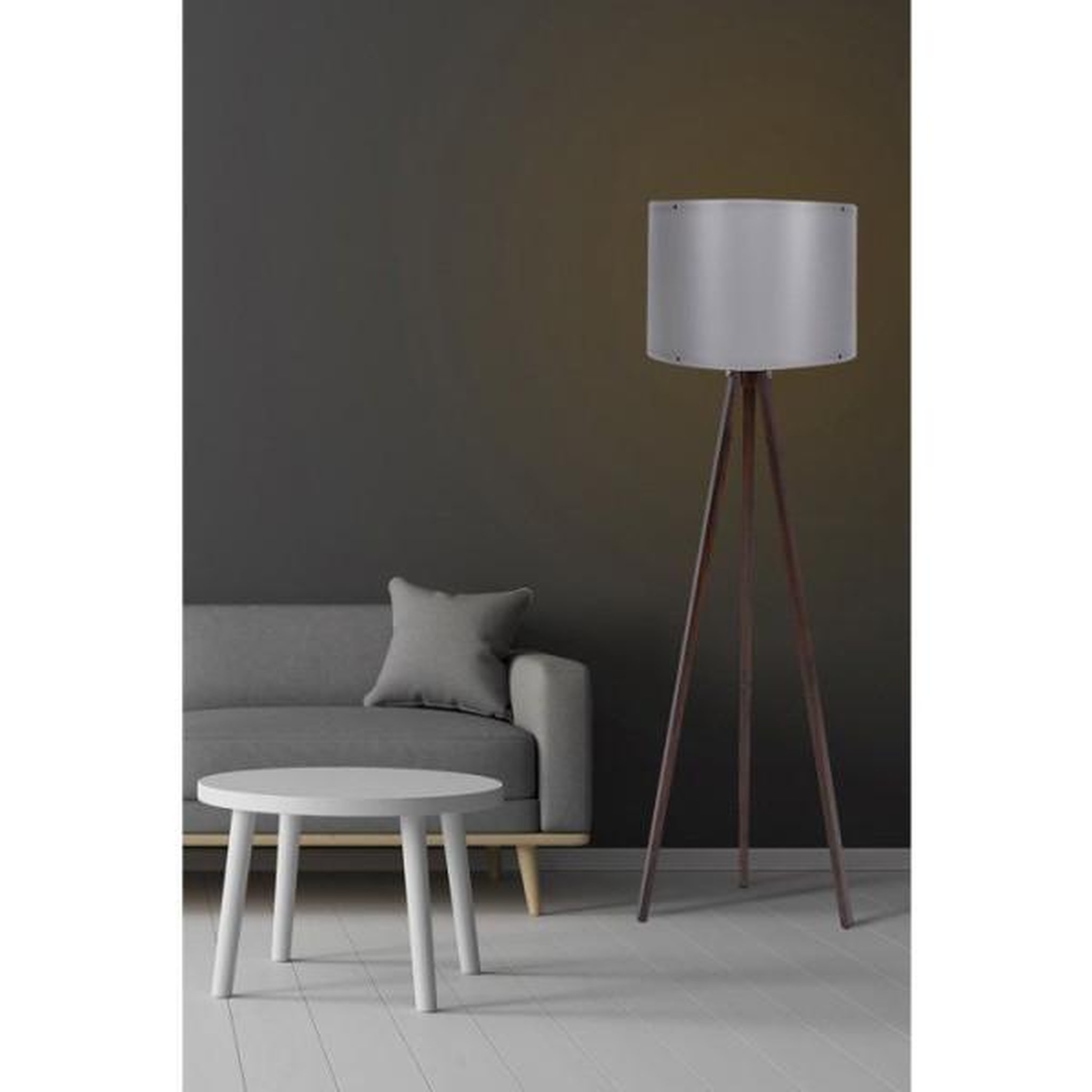 Voir la diapositive 3 : MRED Lampadaire D BY M.RED Grey Walnut - MDF - Abat-jour polypropylene - Style scandinave