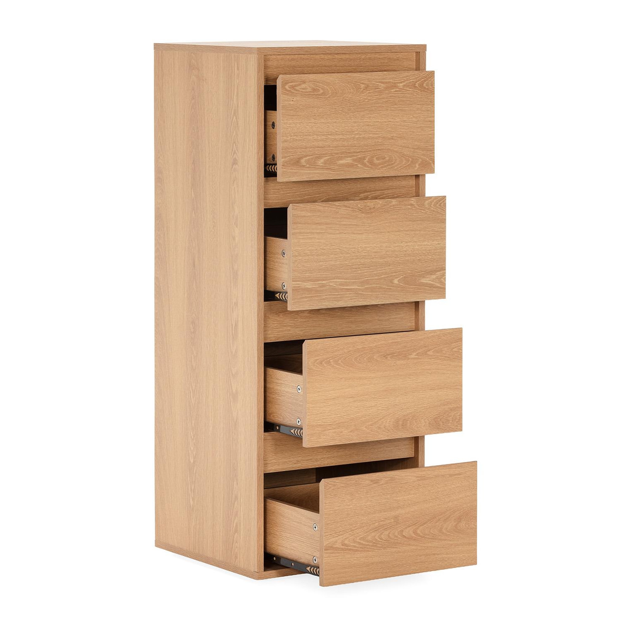 Voir la diapositive 3 : VS VENTA-STOCK Commode haute Tori 4 tiroirs effet Chêne