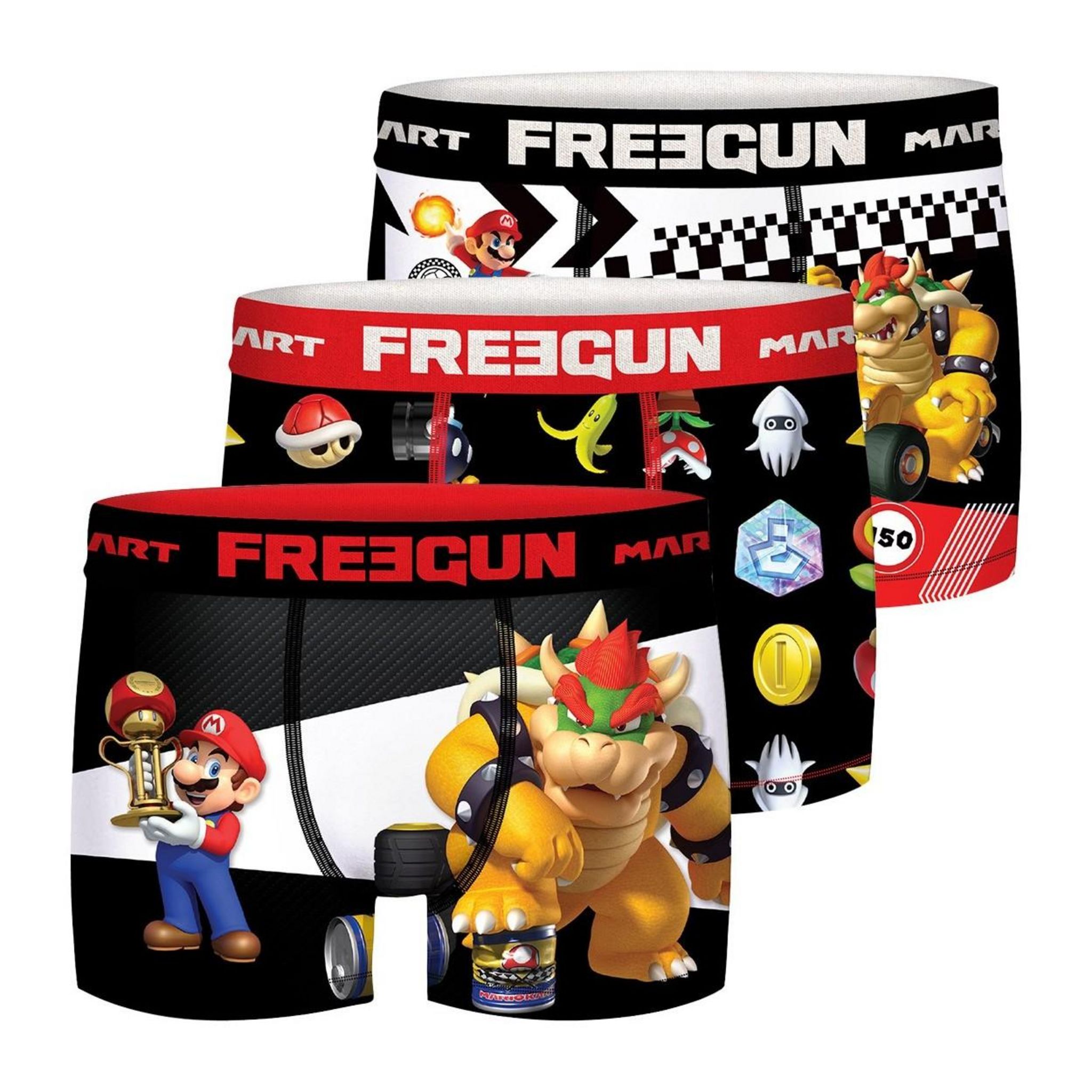Boxer Garçon FREEGUN Mario Kart - Licence Officielle, Tissu Extensible 92% Polyester 8% Élasthanne - 9