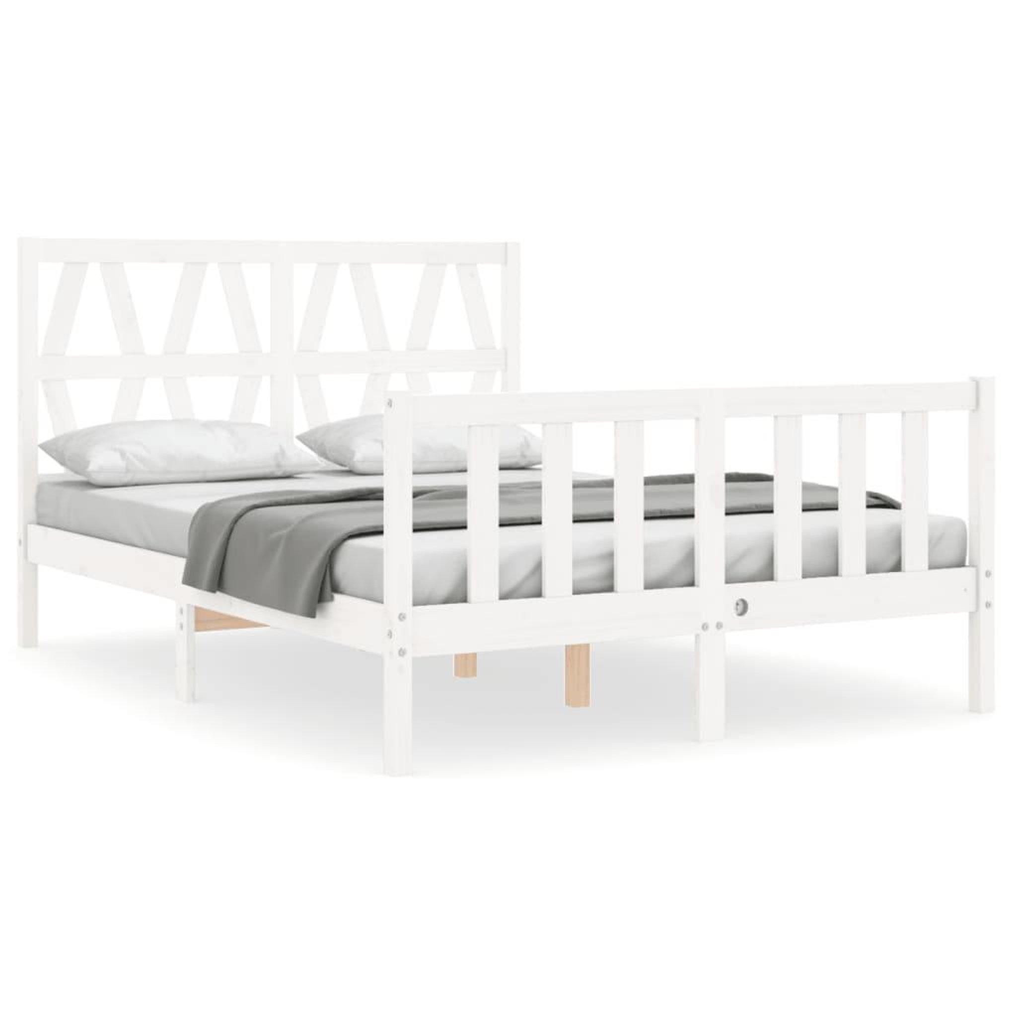Voir la diapositive 2 : VIDAXL Cadre de lit sans matelas blanc bois de pin massif