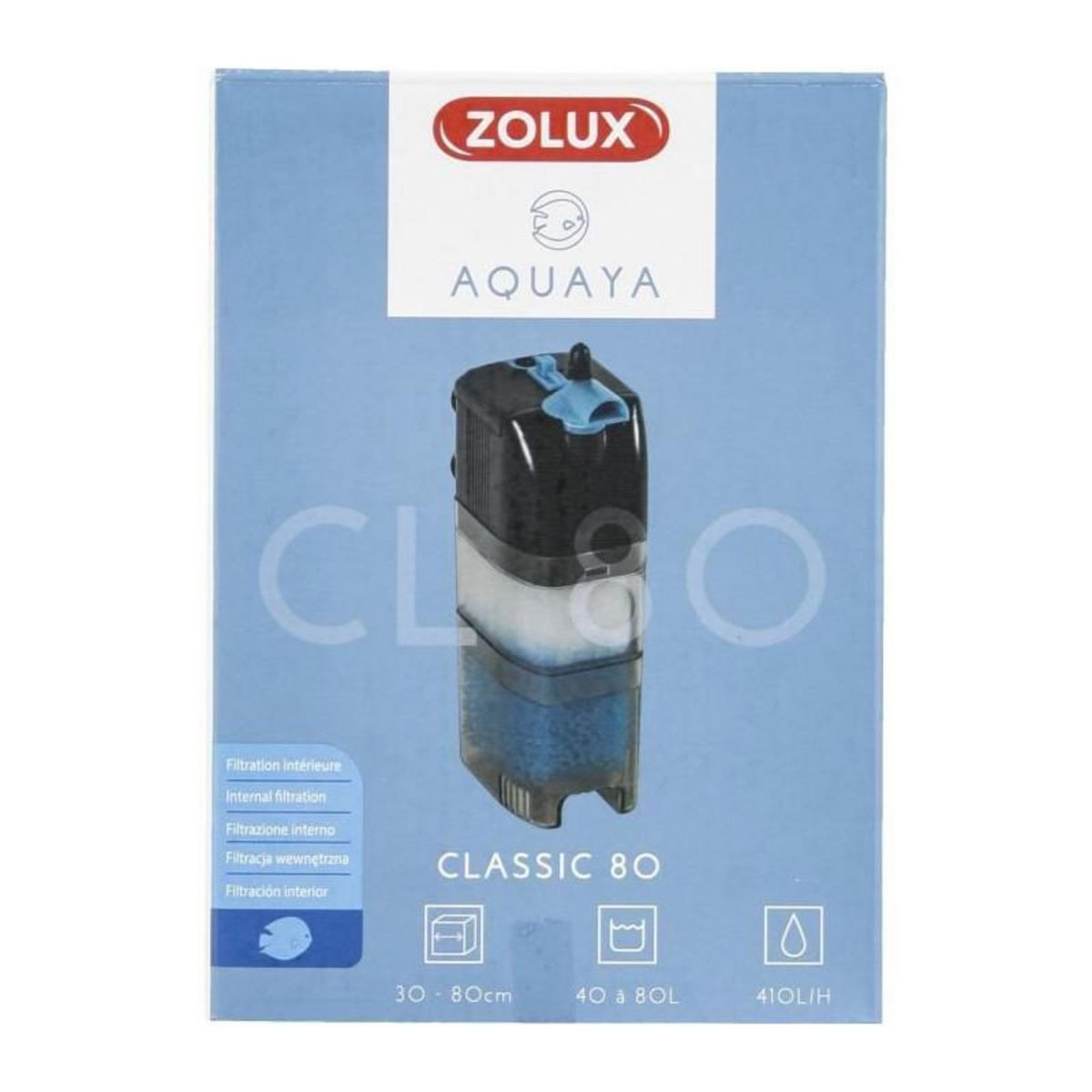 Zolux Filtre intérieur - Zolux - Classic - Pour aquarium de 40 a 80 L - Débit de 410 L/h - 5W