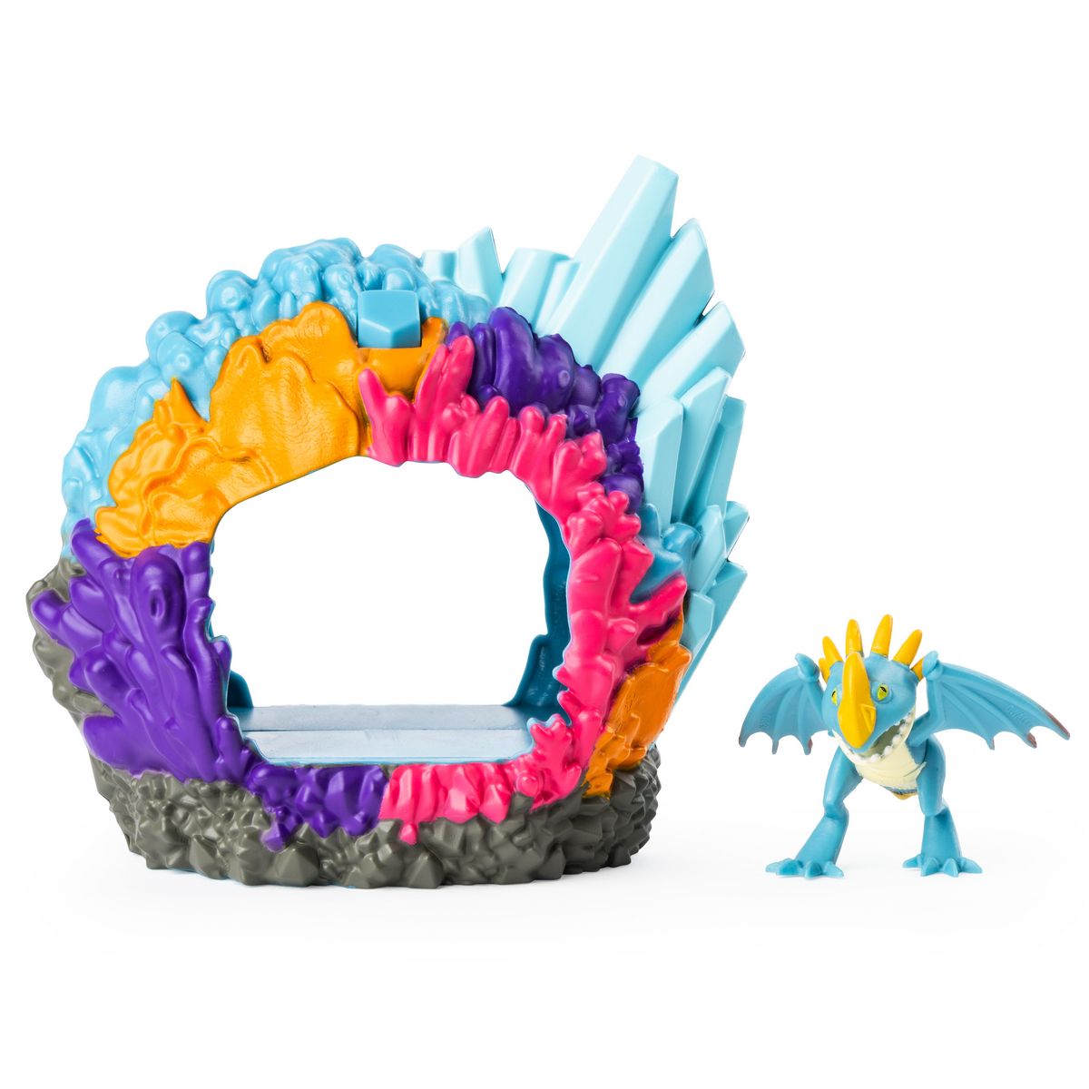 SPIN MASTER Coffret tanière + figurine dragon mystère bioluminescente 5 cm - Dragons 3 Le monde caché