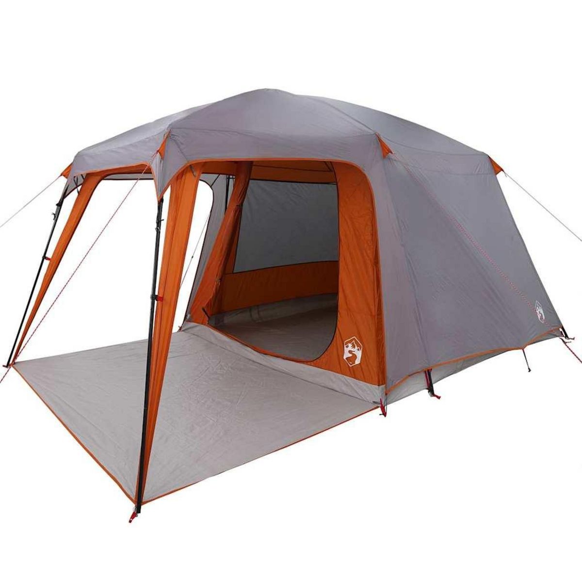VIDAXL Tente de camping avec dome porche 5 personnes gris et orange