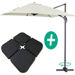 Habitat et Jardin Parasol jardin déporté Alu  Sun 3  - Carré - 3 x 3 m - Ecru - Dalles incluses